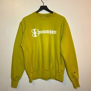 Champion sweatshirt heavy cotton ReverseWeave
chartreuse neon green 90s emblem